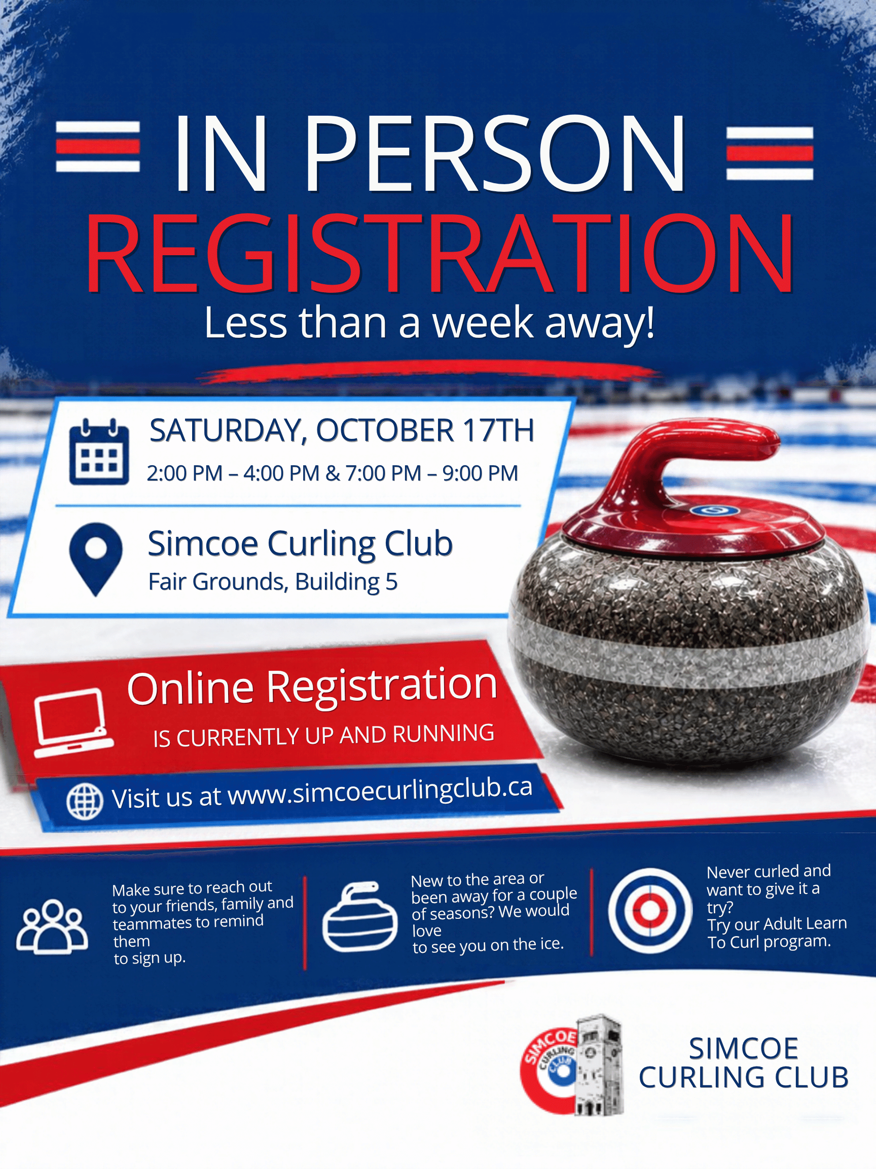 Simcoe Curling Club Registration Poster Simcoe Curling Club In-Person Registration